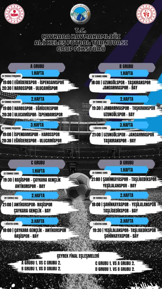 Çaykara Kaymakamlığı Ali Keleş Futbol Turnuvası Maç Tarihleri Belli Oldu