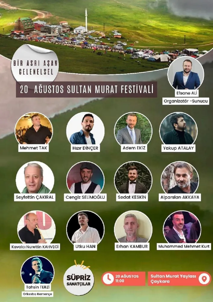 Geleneksel Sultanmurat Şenlikleri 20 Ağustos Çarşamba Günü Yapılıyor